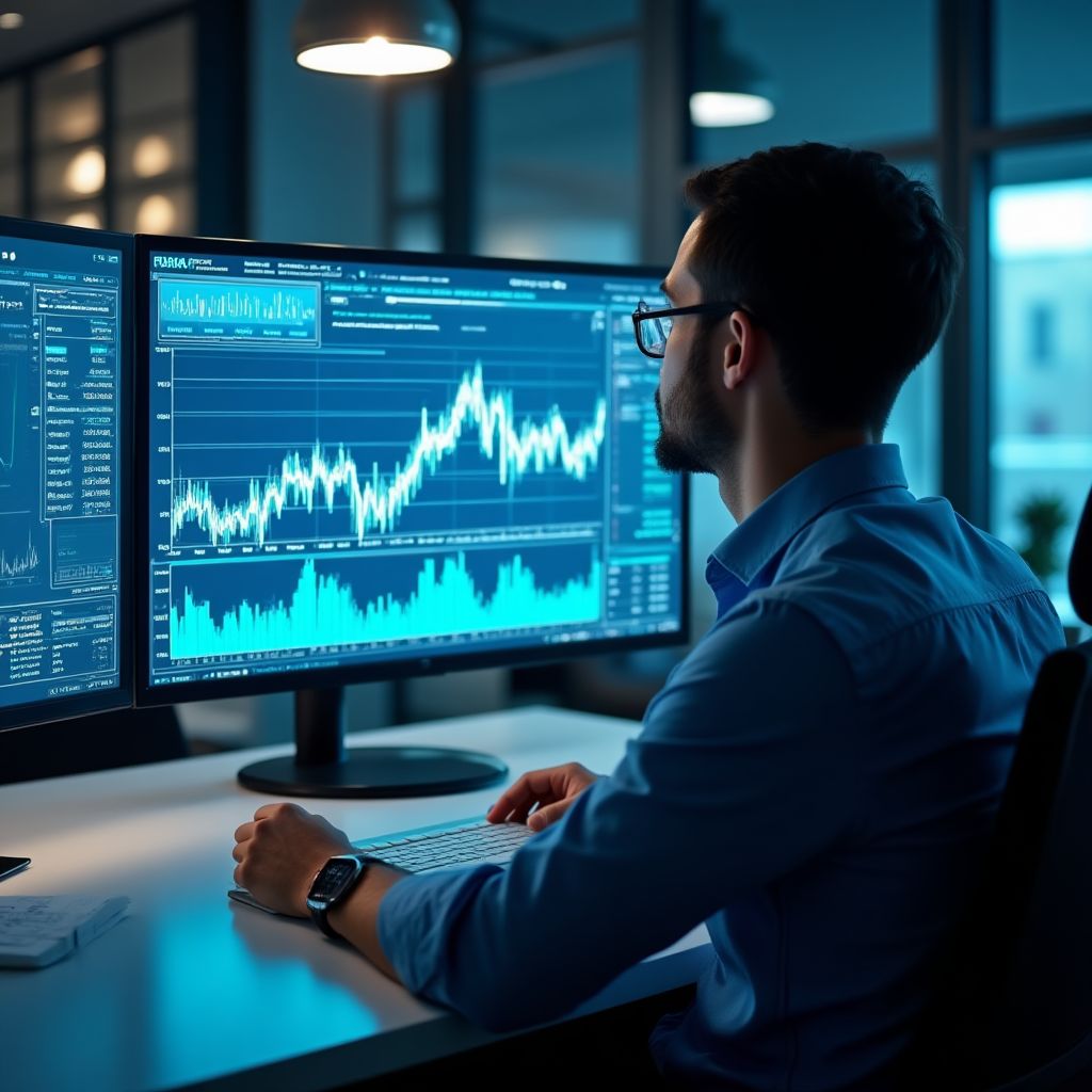 Persona analizando datos del sector petrolero